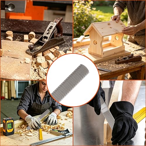 Woodworking File Set: A 4-piece set of high-quality high-carbon steel hand files, including a round file, a half-round flat file, and a needle file, suitable for sharpening woodworking and metal tools