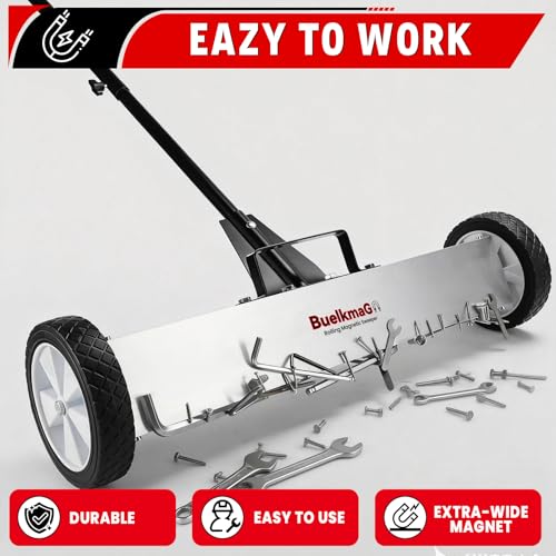 Buelkmag 55Lbs Nail Magnet Sweeper 36 Inch Rolling Magnetic Sweepers - size: 36 Inches