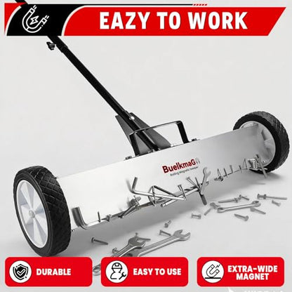 Buelkmag 55Lbs Nail Magnet Sweeper 36 Inch Rolling Magnetic Sweepers - size: 36 Inches