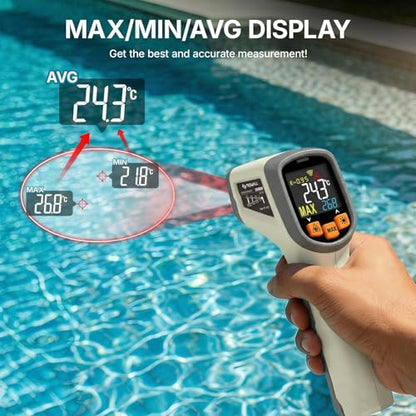 Tilswall Infrared Thermometer, Laser Temperature Gun -58°F~1112°F,Off-White - color: off-white