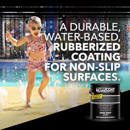 Tuff Coat Medium Texture Rubberized Non-Skid Deck Coating – Textured Non-Slip Safety Surface for Pool Decks, Docks, Boat Ramps, Patios, Walkways & High-Traffic Areas (UT-206 Dark Gray 1-gallon) - color: Dark Gray, size: 128 Fl Oz (Pack of 1)