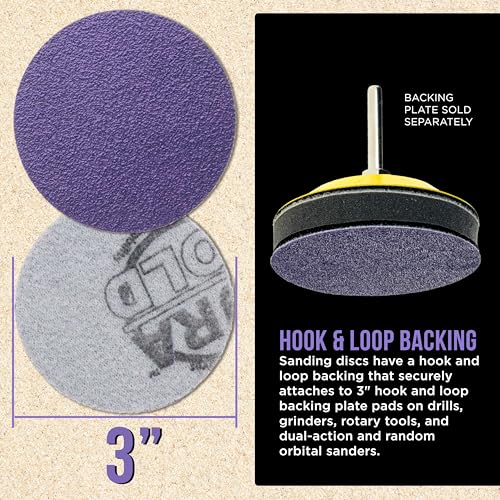 Dura-Gold Premium 80 Grit 3" Purple Film Ceramic Sanding Discs, Box of 30 - style: 80 Grit