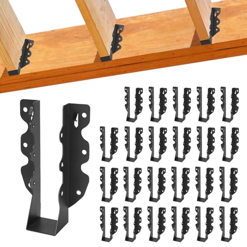 24 Pcs 2"x 8" Joist Hanger,Q235B Steel Face Mount Joist Hangers,Black Powder Coated Hurricane Ties for Rafter, Rafter Brackets for Floor, Deck and Ceiling Joists - size: 24 Pcs, style: 2"x 8"