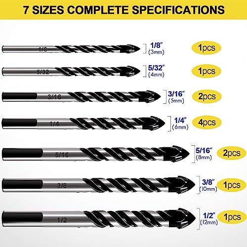 DYRECELVE 12-Piece Masonry Drill Bit Set and Concrete Drill Bit Set - style: 12-PCS Masonry Drill Bit Set