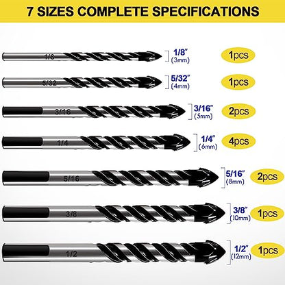 DYRECELVE 12-Piece Masonry Drill Bit Set and Concrete Drill Bit Set - style: 12-PCS Masonry Drill Bit Set