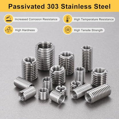 HARFINGTON 20pcs Thread Repair Inserts M4 x 0.7 Male to M2.5 x 0.45 Female Thread 6mm Long Stainless Steel Reducing Nuts Metric Self Tapping Sleeves Threaded Reducer Industrial Fasteners - size: M4 x 0.7 Male to M2.5 x 0.45 Female x 6mm