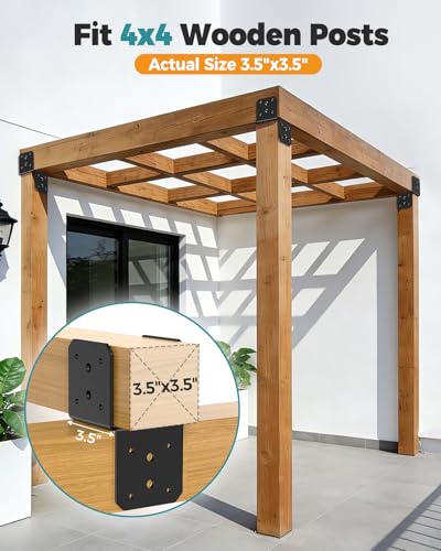 4×4 Pergola Post Bracket Kit, Joist Anchor Connector Black 8-Pack - color: Black-8 Pcs
