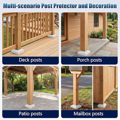 4-Pack Aluminum 4x4 Post Base Cover – Split Post Skirt White - color: White Minimalist Style
