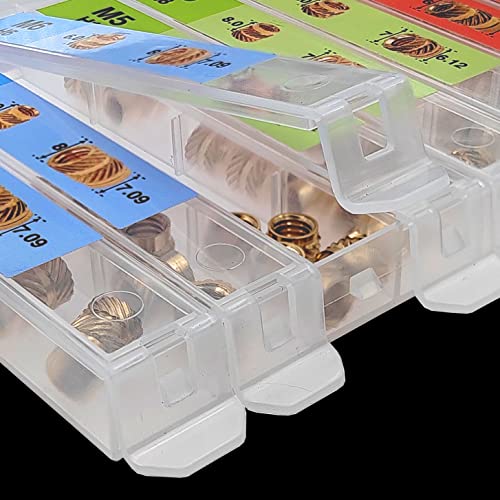 EEEEE M2 M2.5 M3 M4 M5 M6 (350pcs) Metric Threaded Inserts for Plastic Heat Set Insert Knurled Nut Insert Threaded Brass Insert Assortment Kit for 3D Printing Injection Molding Press Thread Nuts
