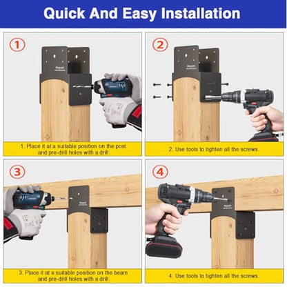 Post Anchor Connector,Stainless Steel Beam Anchor Connector, Post Base Bracket for Supporting Wood Beams,Post to Beam (4Pack, P6x6-B(6x6/6x8)) - size: P6x6-B(6x6/6x8)