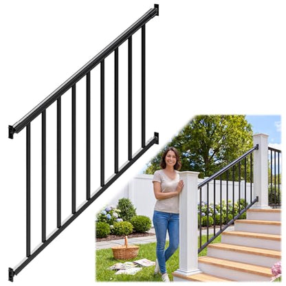 Egadis 1 Pack 42 in x 4 ft Modular Aluminum Stair Railing Kit Without Post - color: Stair 4ft - 1 Panel