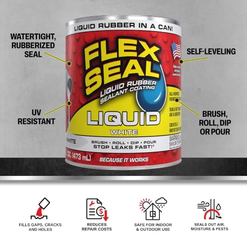 Flex Seal Liquid Rubber Sealant Coating, Waterproof, White, 16 oz - color: White, size: 16 oz