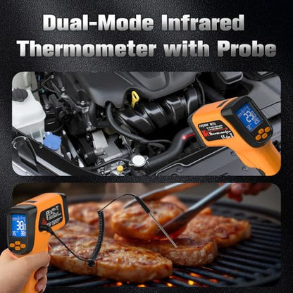 Infrared Thermometer Temperature Gun 1472°F, 12:1 Laser IR - color: -58°F to 1472°F