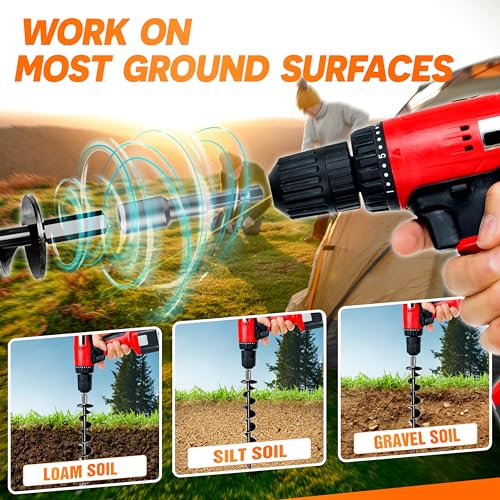 [Premium] 4PCS Ground Anchors Screw in & Power Nut Driver, Swing Set Anchor