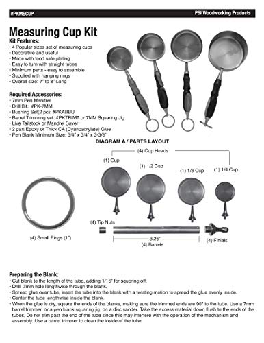 Penn State Industries PKMSCUP Measuring Cup 4pc Set Woodturning Kit, (5)