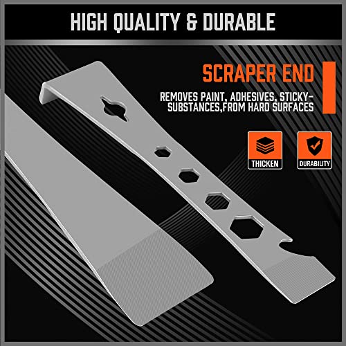 HORUSDY 2-Piece Pry Bar Scraper Set, Stainless Steel Flat Pry Bars with Hex Screwdriver Function, 6-11/16” & 9-1/2” Multi-Purpose Nail Puller, Trim, Demolition & Repair Tools
