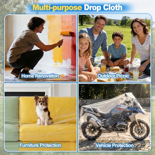 3 Pack Plastic Drop Cloths for Painting 9x12ft - color: 3-pack