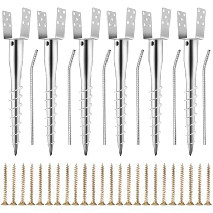 Hicarer 6 Pack No Dig Ground Anchors for Standard 4 x 4 Posts,Silver - color: Silver
