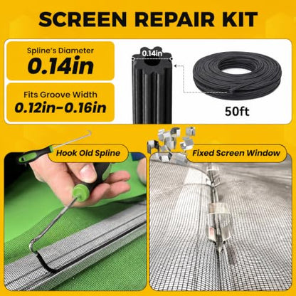King&Charles Window Screen Replacement, 6in1 Window Screen Door Repair Kit - color: Gray, size: 59"×106"