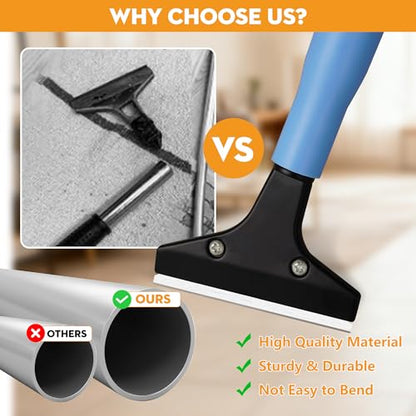 4-Inch Razor Blade Floor Scraper, Long Handle Heavy Duty 37-51.5 Inch - size: 37in
