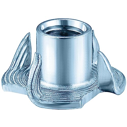 T-Nuts M4x8 (100 pcs), zinc Plated Steel, for Wood, Climbing Holds and cabinets - color: Zinc, size: M4