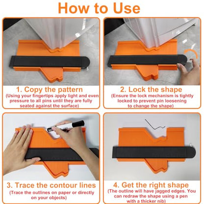 10 Inch Super Gauge Shape and Outline Tool, Contour Gauge Profile Tool with Lock, Measuring Tools Shape Duplicator Woodworking Tools