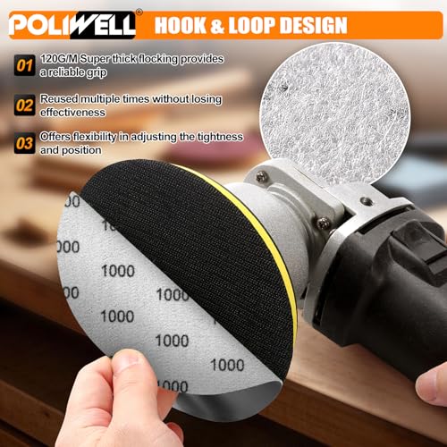 POLIWELL 6 Inch Sanding Discs 20 Pack 1000 Grit Silicon Carbide - style: 1000 Grit