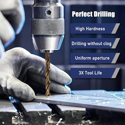 29pcs Cobalt Drill Bits Set M35 HSS Jobber Drill Bits Set 1/16"-1/2" - color: Bronze, size: 1/16"-1/2"