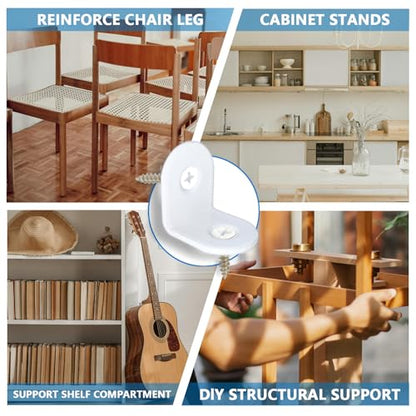 40 Pcs Small White L Brackets & 80 Pcs White Screws – 0.79x0.79 Inch Right Angle Corner Braces for Wood Furniture, Bed Frames, Cabinets, Drawers, and Chairs