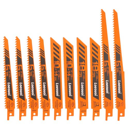 10-Piece Reciprocating Saw Blades, 6 & 8 Inch Wood & Metal Cutting