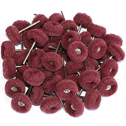 FPPO 50PCS Abrasive Buffing Polishing Wheel Set for Rotary Tools,Removal of Rust Deburring on Metal Surface with 3mm Shank,Mini scouring pad Brush Polishing kit(grit 320 red 50pcs) - color: grit 320 red 50pcs