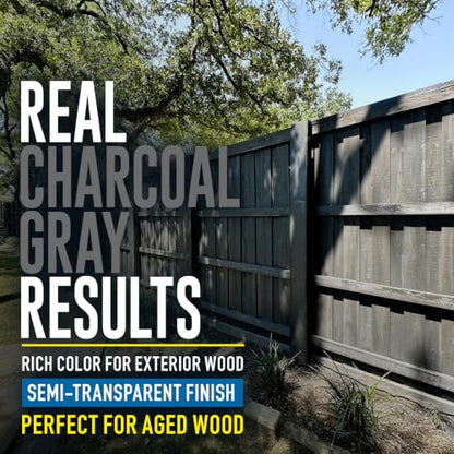 Wood Defender Semi-Transparent Fence Stain and Seal, Charcoal Gray, 1-Gal - color: Charcoal/Gray, size: 1 Gallon