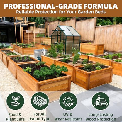 Garden Box Sealer Pro Grade 1 Gallons – Plant-Based, Non-Toxic Wood Sealer for Raised Garden Beds, Planters & Pet Shelters, Water & Weather-Resistant Finish for Outdoor Wood - size: 1 Gallon