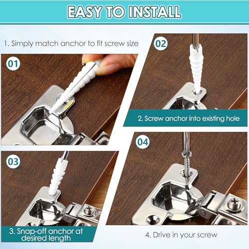 10 Pcs Wood Anchor, Fix Stripped Wood Screw Holes, White - color: White
