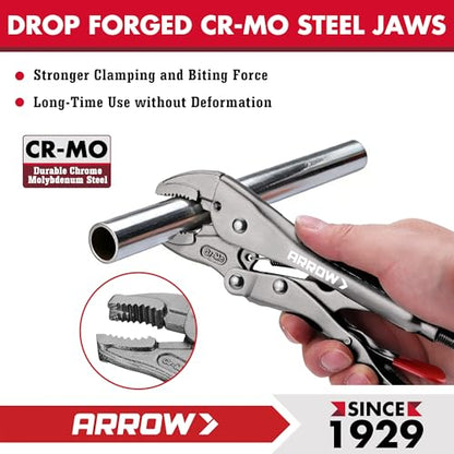 ARROW 7" Curved Jaw Locking Pliers with Screw Extractor - size: 7 inch