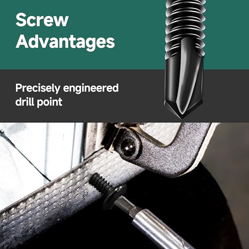 100Pcs 10 x 2 Sheet Metal Screws, Stainless Steel Flat Head Socket Cap Self Drilling Screw, Allen Socket Drive Black Oxide, Self Tapping Screws with Drill Bit - color: Black, size: #10 x 2"