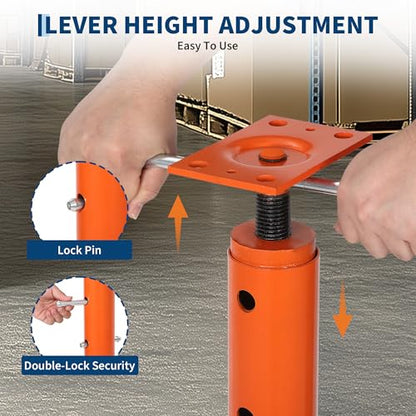 Adjustable House Floor Jack Post, 2 Pack – Heavy Duty Steel for Basement Support – 18,000 lbs Capacity – Telescoping Construction Jack – Leveling & Lifting Floor Joist Beams – Orange Red, - size: 19-36in, 2Pack