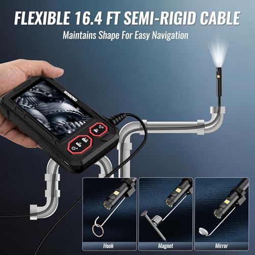 WORKPRO 4.3" Endoscope Camera with Light, 1920P HD Dual Lens Borescope