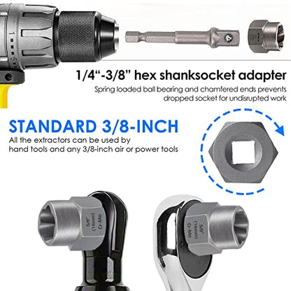 XEWEA 21PCS Bolt Nut Extractor Set, 3/8" Drive Easy Out Socket Remover - size: 21PCS