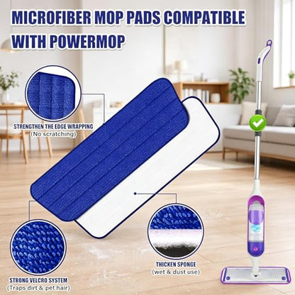 16.5" Microfiber Mop Pads Refills, 4 Pack Reusable Replacement Heads - color: 16"bluegreen*4