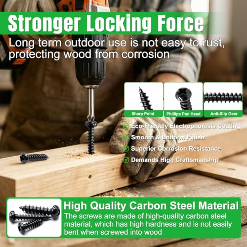 Twidec/685PCS Wood Screws Kit,M2 M3 M4 Black Phillips Pan Head Self-Tapping - size: 685PCS
