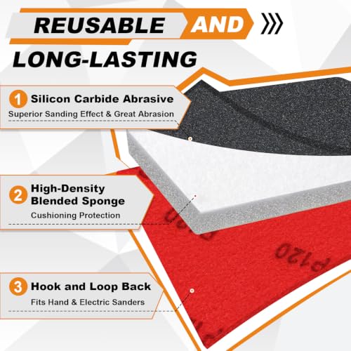 27 PCS 3x4 Inch Sanding Sponge, 800 Grit Sandpaper Pads Sanding Blocks Set - color: 800 Grit