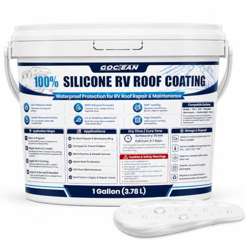 1 Gallon 100% Silicone RV Roof Coating White for Waterproof Roof Repair