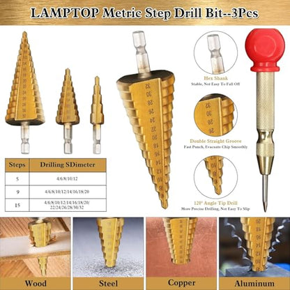 26 Pack Woodworking Chamfer Drilling Tools,6 Countersink Drill Bit - color: 26-Pack Style