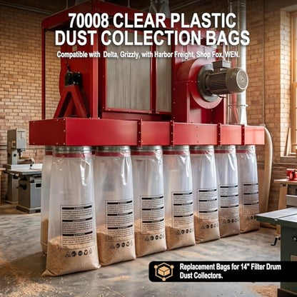 70008 Clear Plastic Dust Collection Bags 14"×32" - style: 6 PACK
