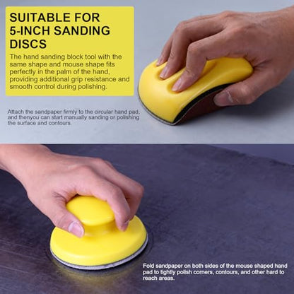 4Pcs Hook and Loop Sanding Block Included 1 Cleaning Brush 5 Inch Round and Mouse Sanding Block Meant for Wood Furniture Restoration Home Arts and Crafts - color: 4 Pcs Round & Mouse-shaped