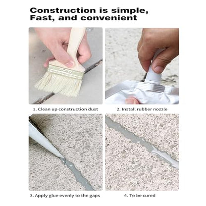 Concrete Crack Filler and Sealant, Quick Drying High Elasticity Cement Crack Filler, Waterproof Repair, Self-Leveling Concrete Slab Repair for Driveway, Patio (Gray, 17.64 OZ) - color: Gray, size: 17.64 OZ