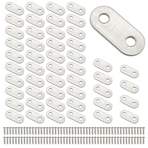 50 Pieces Straight Flat Corner Brace Metal Joining Plate Connector Support Shelf Repair Brackets with Screws