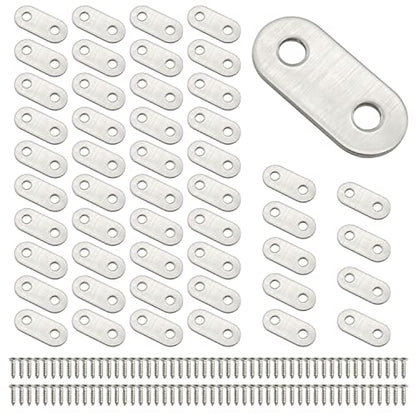50 Pieces Straight Flat Corner Brace Metal Joining Plate Connector Support Shelf Repair Brackets with Screws