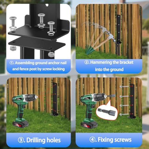 2 Pcs Black Fence Post Repair Kit